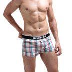 SEOBEAN Klassische Herren Boxershorts kariert 100% Baumwolle Unterwäsche Boxershorts U-konvexer Beutel Pfeil Panties Shorts Herren Schlafunterteile