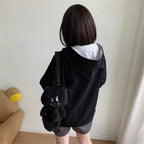 Ropa Cute Hoodies Coats Cartoon Cute Cat Ear Print Hooded Sweatshirts Y2K Tops Women Clothing Casual Zipper Loose New Hoodie