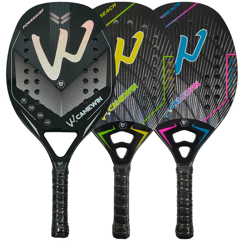 Camewin 3K Beach Tennisschläger, Vollcarbon, raue Oberfläche, Outdoor-Sport-Schläger für Herren, Damen, Erwachsene, Tennisschläger, Neu Hauptbild