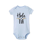 Hola Tio Tia Schwangerschaftsankündigung Baby Body Strampler Säuglingskleidung Freizeit-Overalls Schwangerschaftsgeschenk für neue Tante Onkel