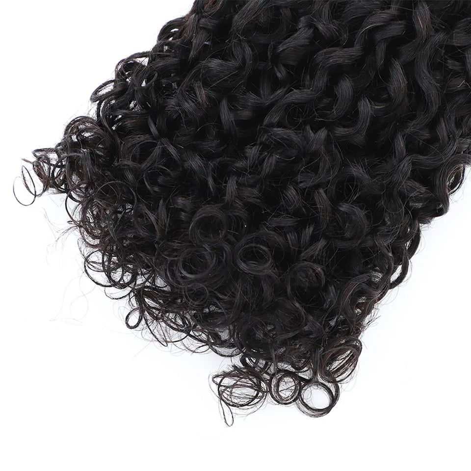 Pixie Locken Echthaar Weave Bundle mit Verschluss Brazilian Echthaar Weave Extensions 100% Echthaar Tressen HD Lace Verschluss
