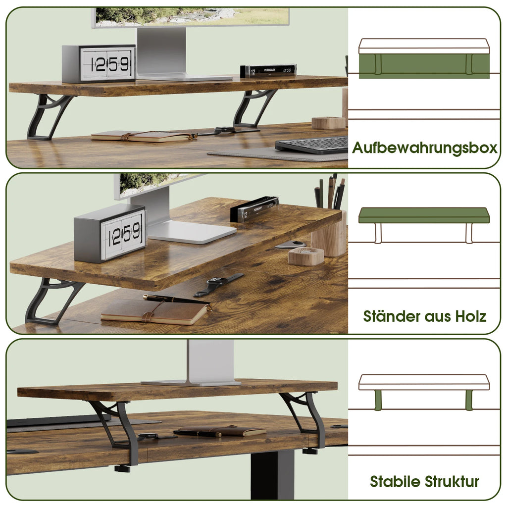 Devoko elektrischer höhenverstellbarer Schreibtisch 120 × 60 cm mit Monitorständer Ergonomischer Sitz-Steh-Schreibtisch (Weiß)