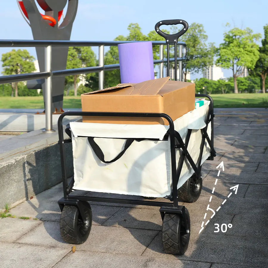 Bollerwagen mit großer Tragfähigkeit, faltbarer Bollerwagen für Garten und Strand, Campingausrüstung mit Getränkehaltern