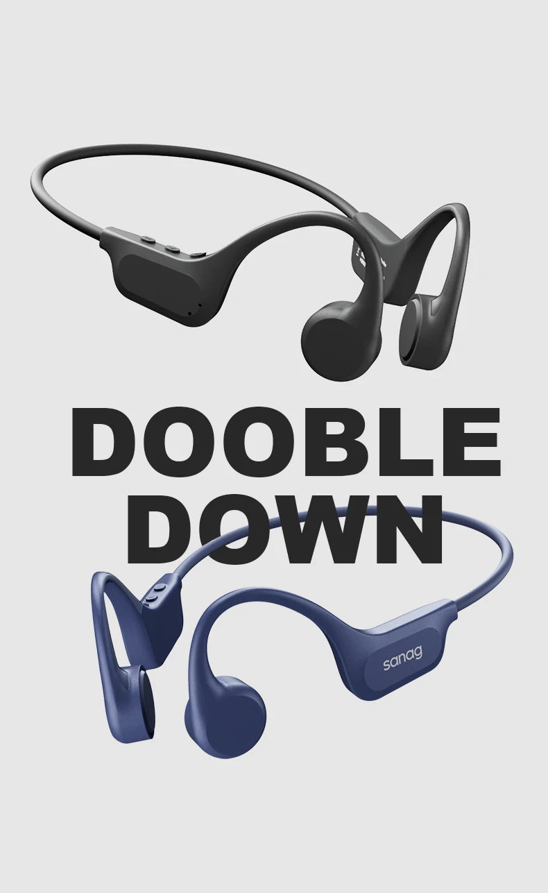 Sanag B60S Knochenschall-Kopfhörer IPX8 Schwimmen Bluetooth Kopfhörer Kabelloses Headset 32GB/64GB MP3 mit Mikrofon Ohrhörer