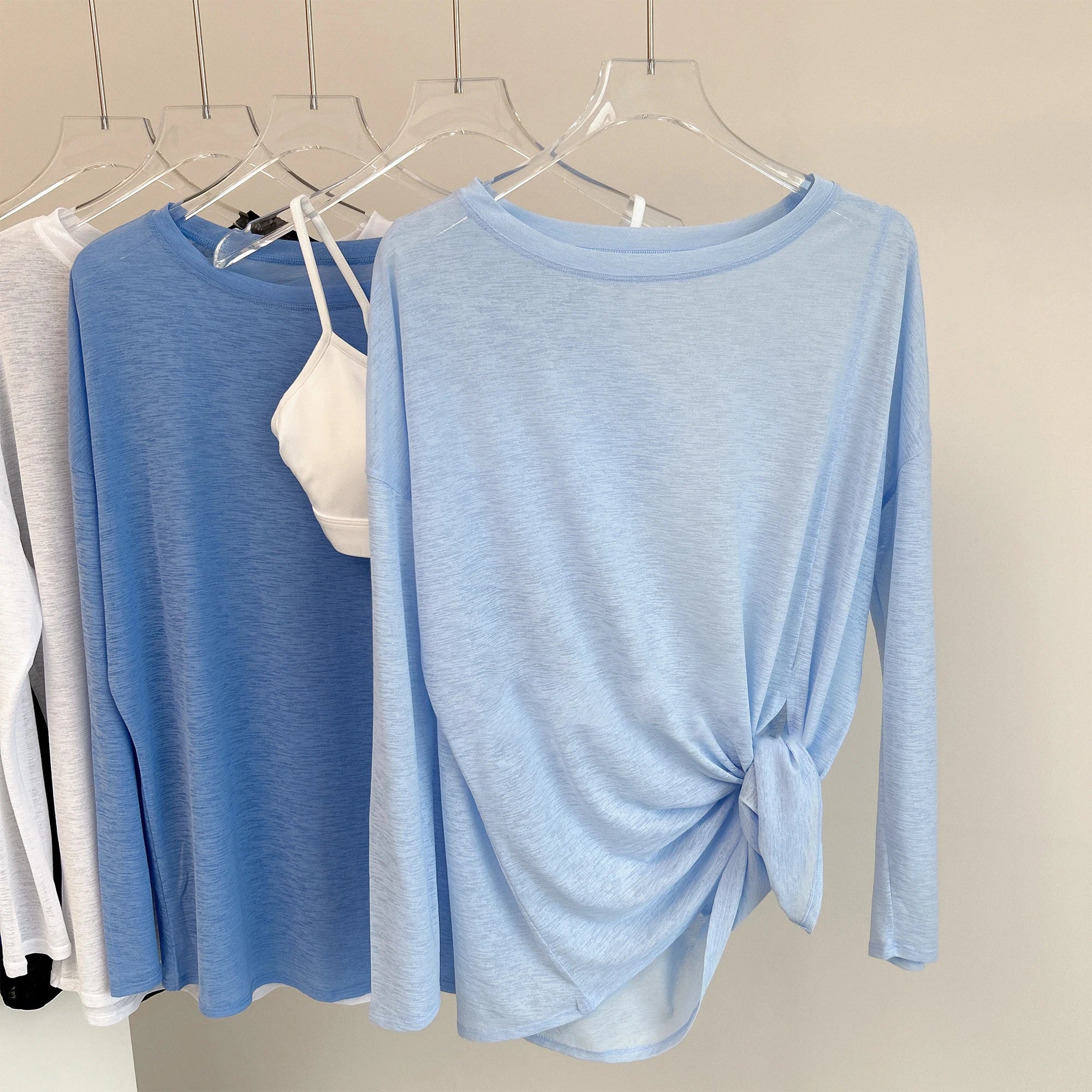 Atmungsaktives langärmliges Yoga-Cover-up, leichtes, schnell trocknendes Lauftop für Damen, lockere Passform, schlicht, Sport, Fitness, Outdoor, Freizeit