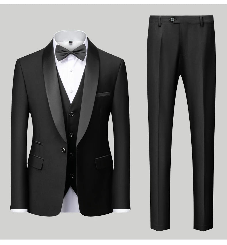Herren Casual Business Anzug Smoking High End Marken Boutique Mode Sakko Weste Hose Bräutigam Hochzeitsanzug Party Anzug