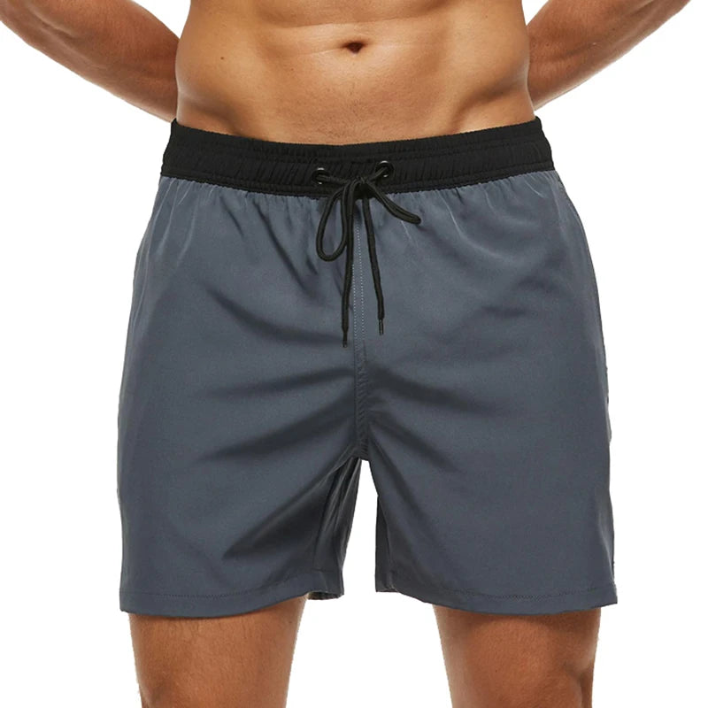 Escatch 2026 Sommer Herren-Badebekleidung Einfarbig Multicolor Polyester-Netzfutter Seitliche Reißverschlusstasche Maillot De Bain Homme Sportshorts