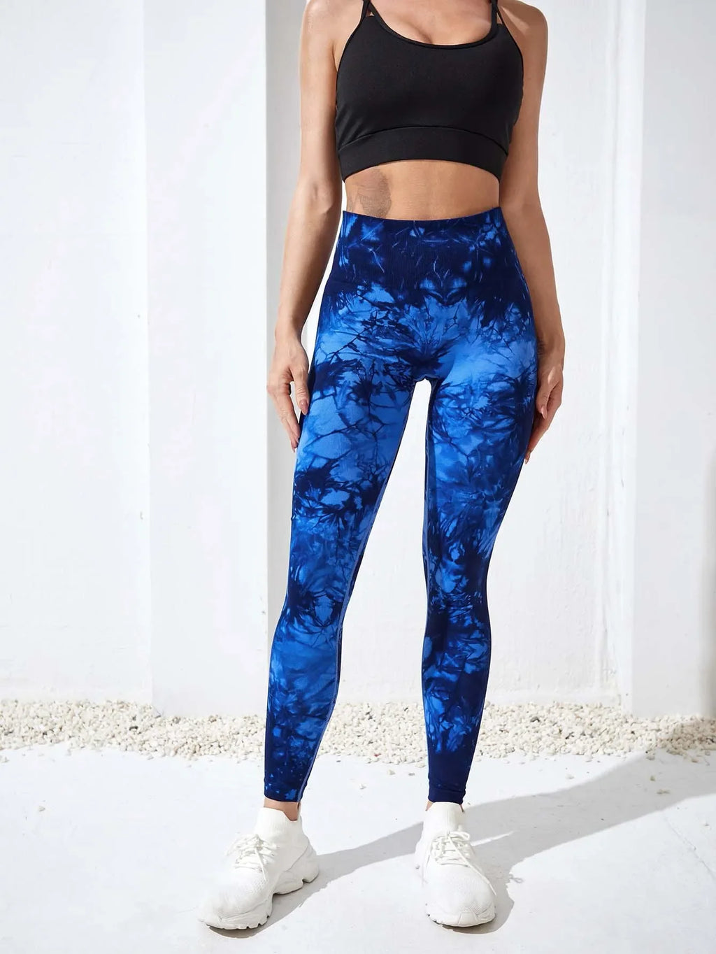 Women's Tie Dye Nine Tenths Leggings High Waist Yoga Pants Soft Stretchy Workout Running Pants Breathable Comfortable