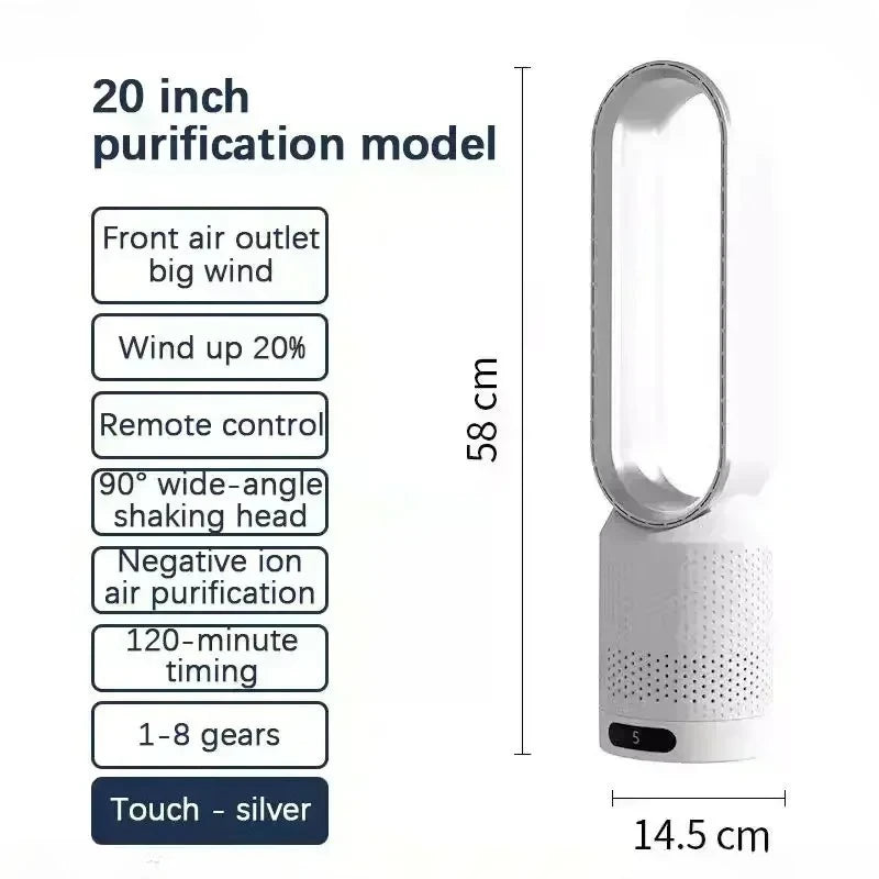 2026 Ultra-leiser rotorloser Ventilator Luftreinigungs- und Zirkulations-Turmventilator für Schlafsaal, Schreibtisch, Boden, Schlafzimmer