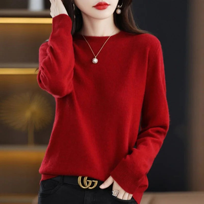 Neuer Damenpullover O-Ausschnitt Herbst Winter Basic Pullover Warm Lässig Pulls Jumper Koreanische Mode Frühling Strickwaren Bottoming Shirt