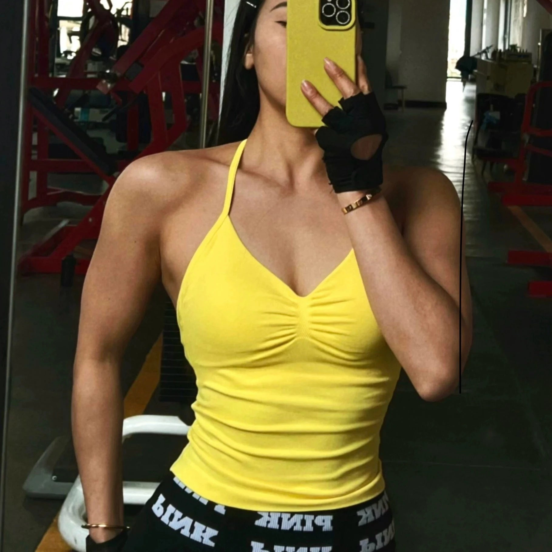 Langes Trägertop Yoga Weste Damen Rückenloses Tank Top Sport Fitness BHs Laufendes Workout Gym Neckholder Hauptbild