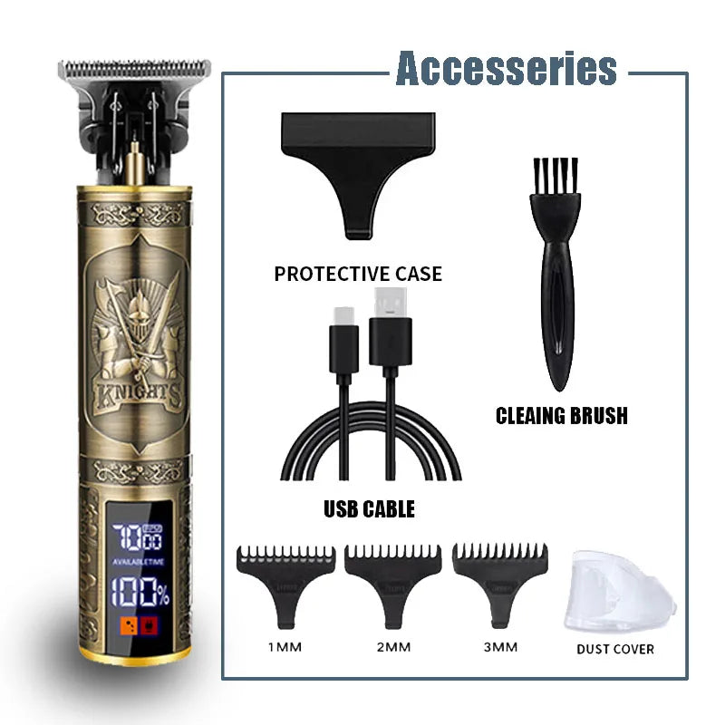 Neu! T9 Elektrischer Haartrimmer/Zubehör | Professioneller USB Rasierer | 0mm Glatzkopf-Haarschneidemaschine Tragbar für Herren Heimfriseur