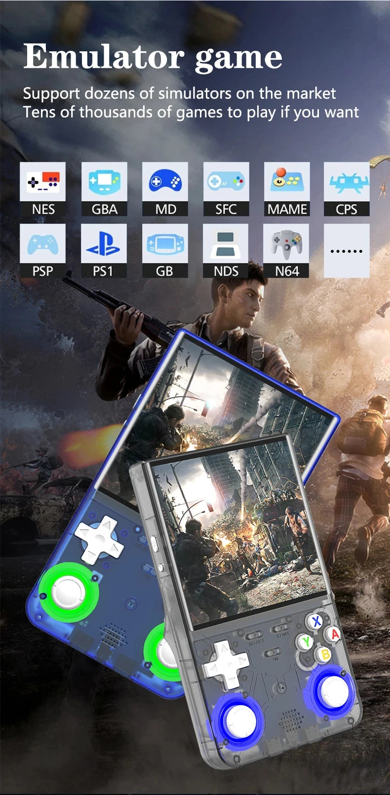 R36Ultra 4,0-Zoll Retro-Handheld-Spielkonsole 128 GB Tragbarer Videoplayer Open-Source-Linux-System zum Spielen