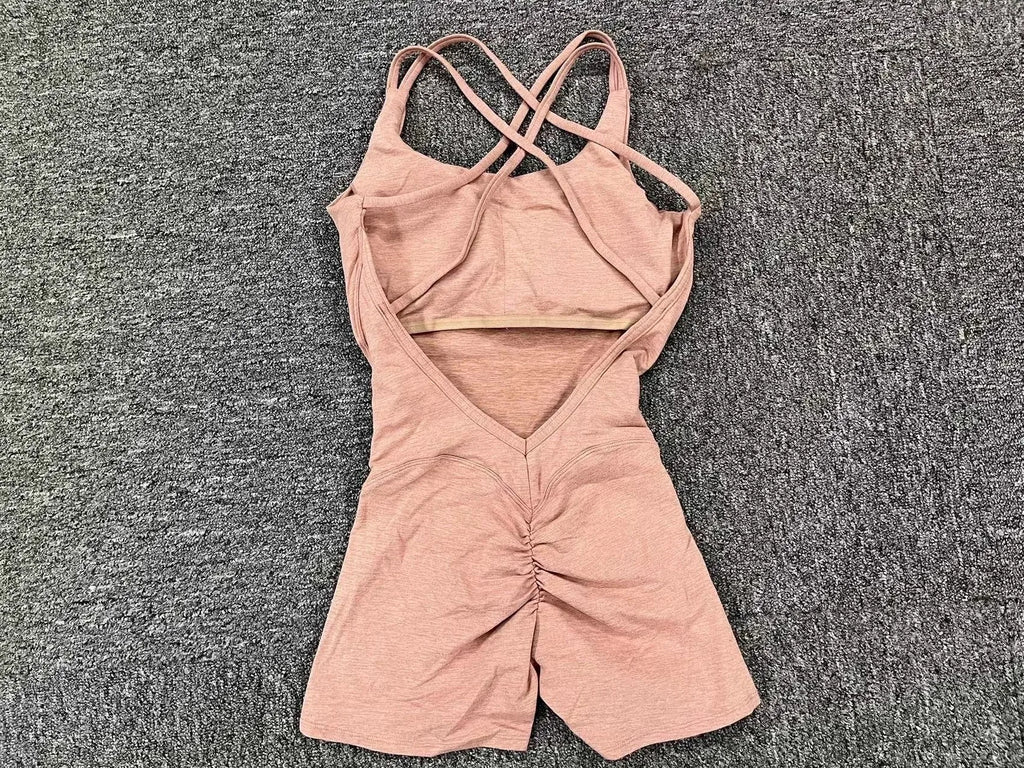 Gepolsterter Activewear Gym Yoga Bodysuit Damen Fitness Kleidung Damen Workout Weibliche Sportoutfit Anzüge Trainings Jumpsuit