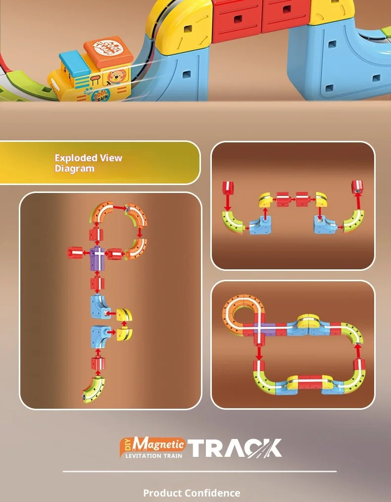 Magnetisches Bullet Train Set für Kinder mit elektrischer Lokomotive, DIY-Gleisbausteinen, pädagogischem MINT-Bauspielzeug, Geburtstagsgeschenk