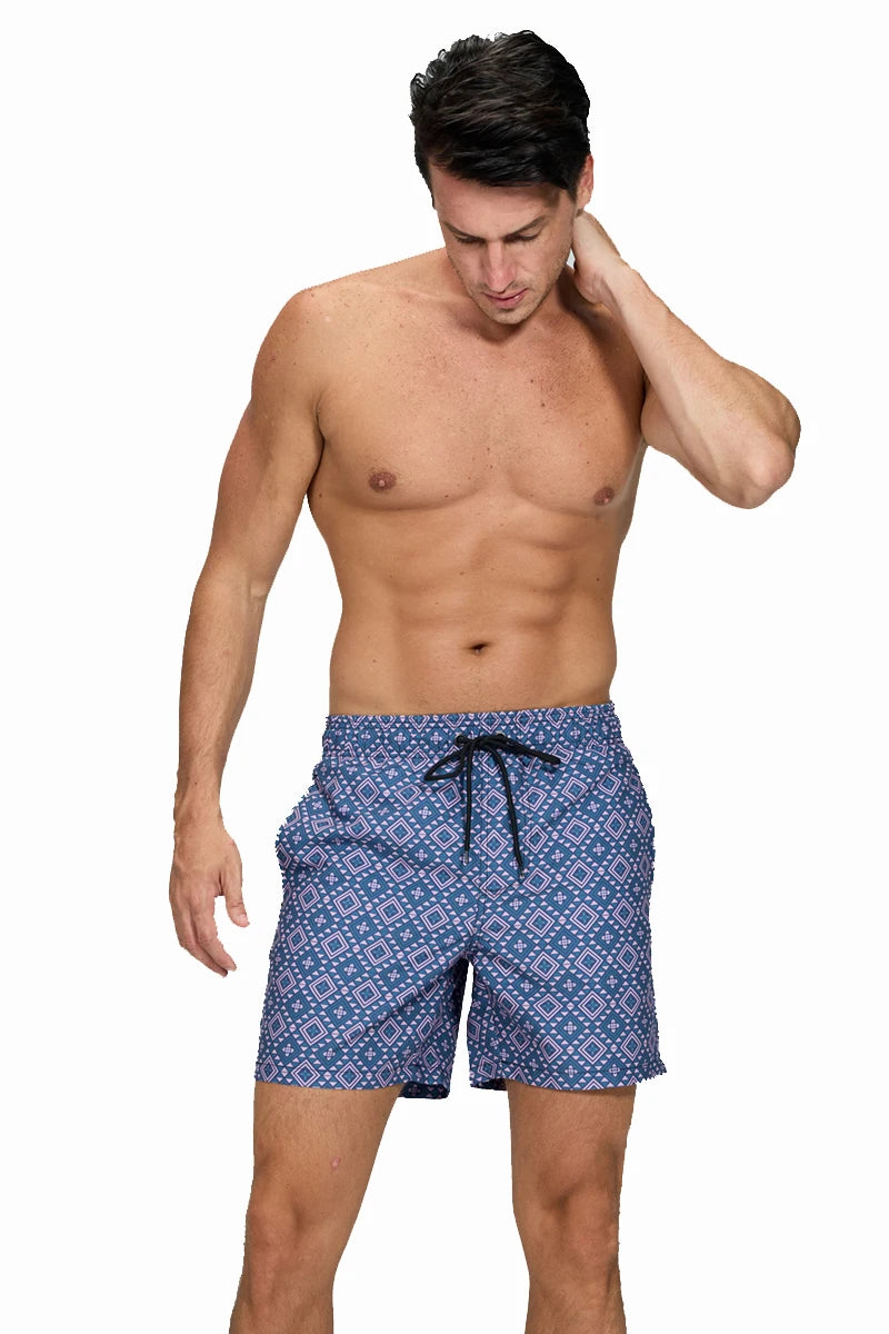 DATIFER Herren Sport-Badeshorts im neuen Stil Polyester-Druck Fitness-Badehose Surfen Badehose Badebekleidung