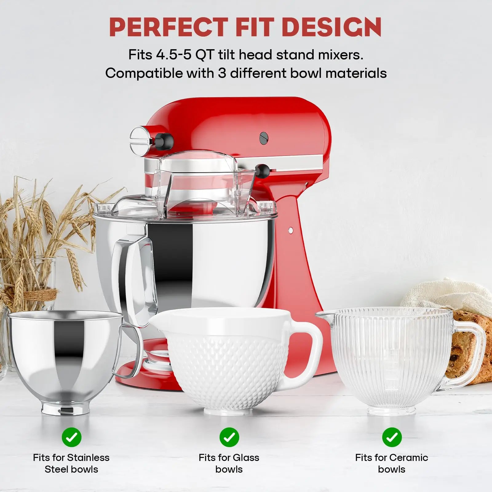 Spritzschutz, Abnehmbarer Klappdeckel für KitchenAid 4.5-5QT Küchenmaschine mit Kippkopf, Zubehör für Rührschüsseln