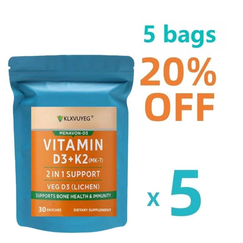 Vitamin D3 K2 | Vitamin K2 MK7 Patch für Knochen- & Herzgesundheit | Vitamin D für Frauen & Männer | Vitamin K2 und D3 Nahrungsergänzungsmittel
