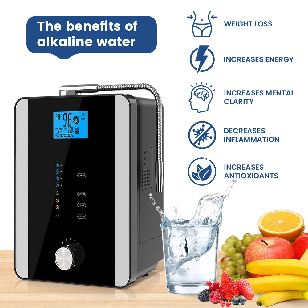 CAWOLO Alkalischer Wasserionisator PH-Wassergerät Alkalischer Wasserspender 11 Platten Platinbeschichtung Alkalischer Wasserionisierer