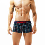 SEOBEAN Klassische Herren Boxershorts kariert 100% Baumwolle Unterwäsche Boxershorts U-konvexer Beutel Pfeil Panties Shorts Herren Schlafunterteile
