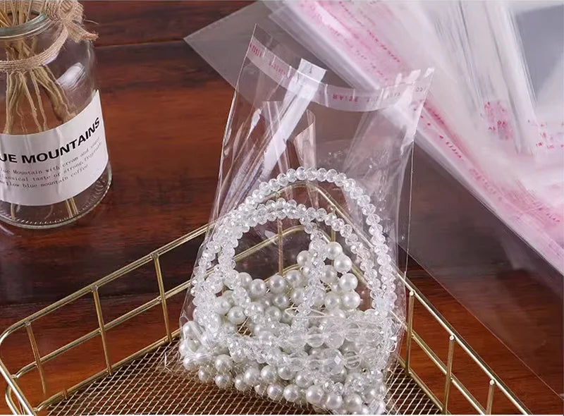 100 Stück OPP selbstklebende transparente Plastiktüte Kleidung Schmuck Verpackung Selbstklebende Keks-Bonbon-Verpackung Cellophan-Beutel