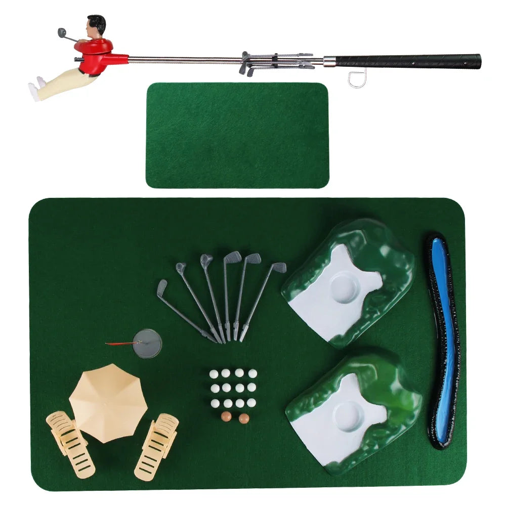 Mini Golf Toy Set, Desktop Indoor Golf Game with Course Cloth & Clubs, Interactive Family Sport Game for Kids Adults