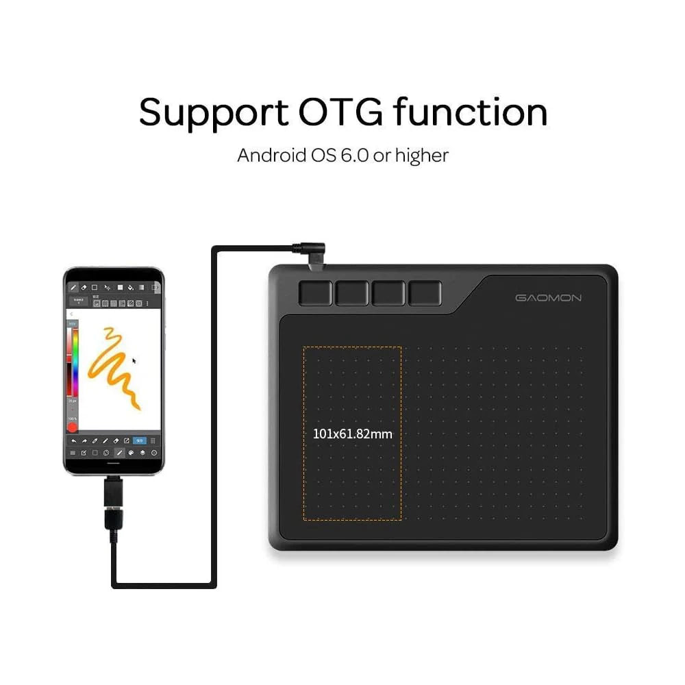 Gaomon S620 Grafiktablett 6,5*4 Zoll kleines digitales Zeichentablett für OSU Notizen Malen Kompatibel mit Android-Telefon