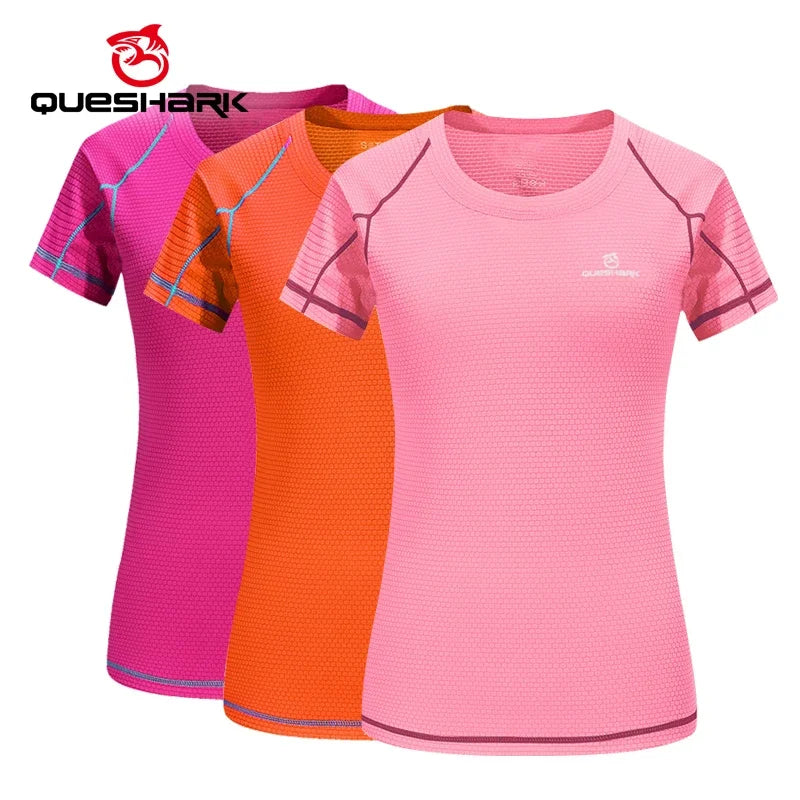 QUESHARK Women Quick Dry Short Sleeve Sports Running T Shirt Breathable Slim Tops Yoga T-shirts Tees Fitness Gym Workout Shirts Hauptbild