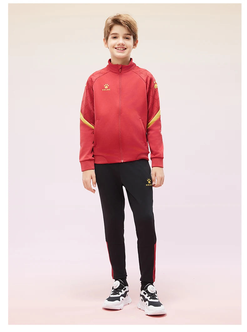Kelme Children's Sports Jacket Autumn And Winter Knitted Jacket Outdoor Windproof Running Training Suit
