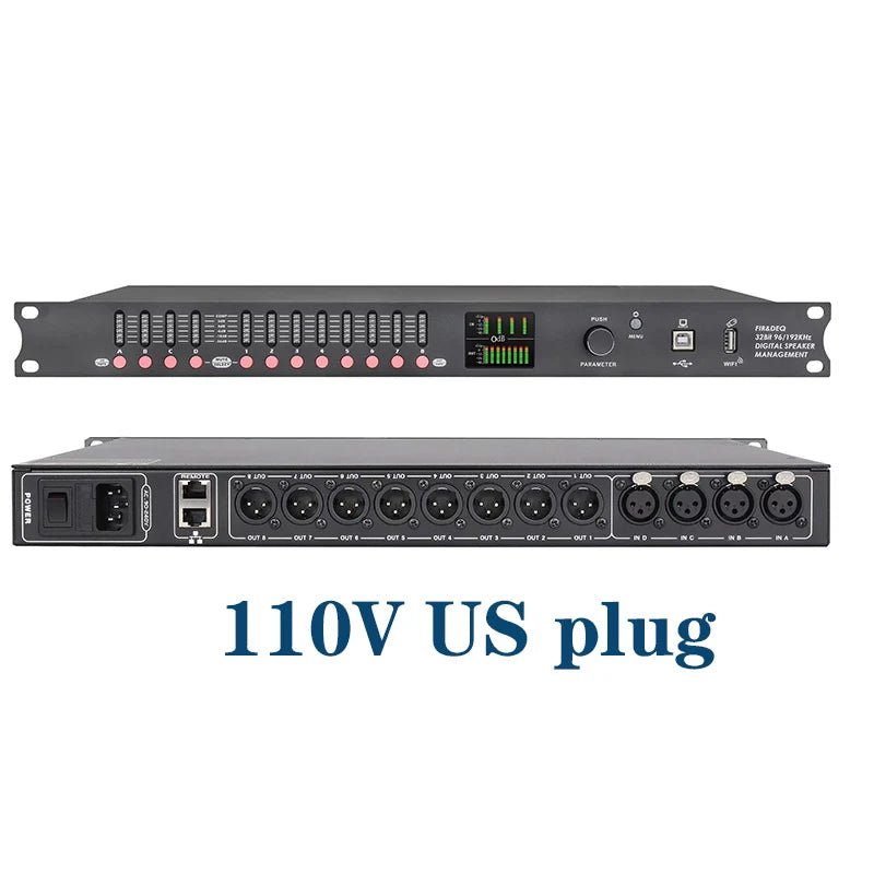 DP48X Professioneller Digital-Audioprozessor 4 Eingänge 8 Ausgänge Drive Rack Prozessor mit RIR DEQ 192KHZ Lautsprechermanagementsystem