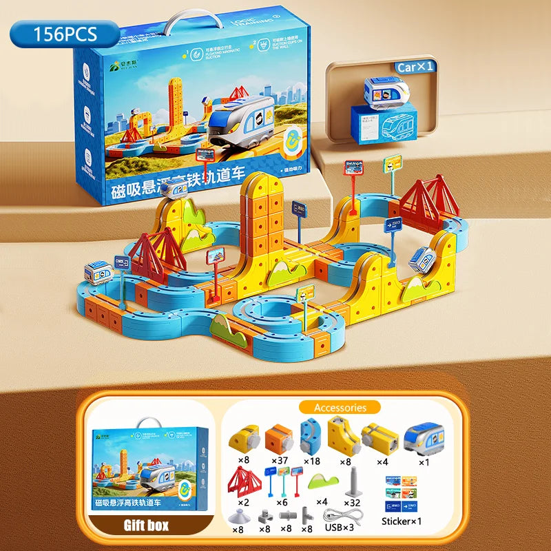 Magnetischer Zug Spielzeug für Jungen Spur 1:64 Elektrische Schiene DIY Magische Fahrzeug Modell Spielzeug Bildung 3 Jahre Kinder Geschenke