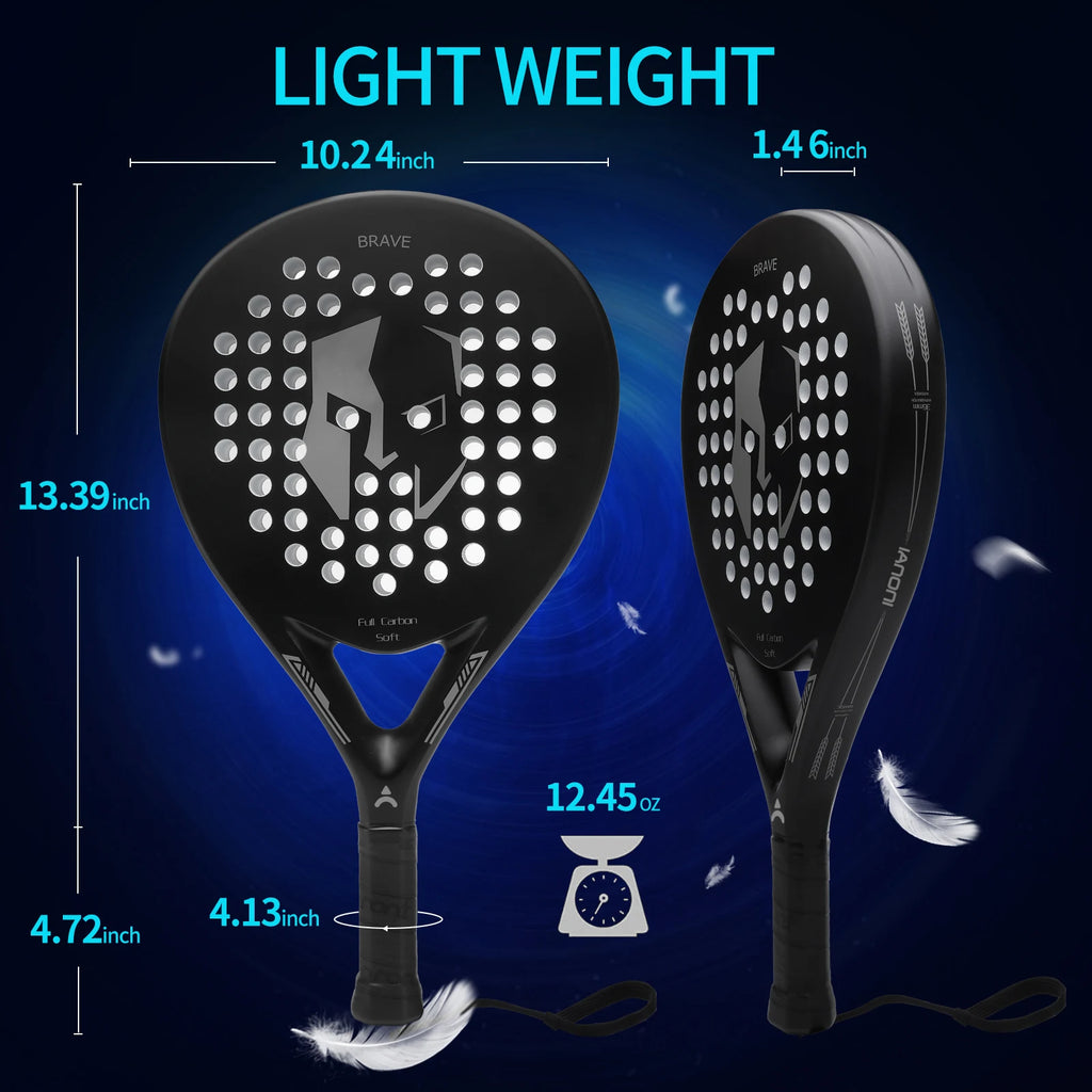 Padel-Tennisschläger, Padelschläger Carbonfaser mit EVA Memory Flex Foam Kern, leichter Padelschläger für Pop-Tennis