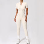 Damen-Trainingsanzug Fitness-Workout Sportkleidung Outfit Reißverschluss-Jumpsuit Yoga Fitness Overall Set Offene Rücken Bodysuits Anzug für Damen