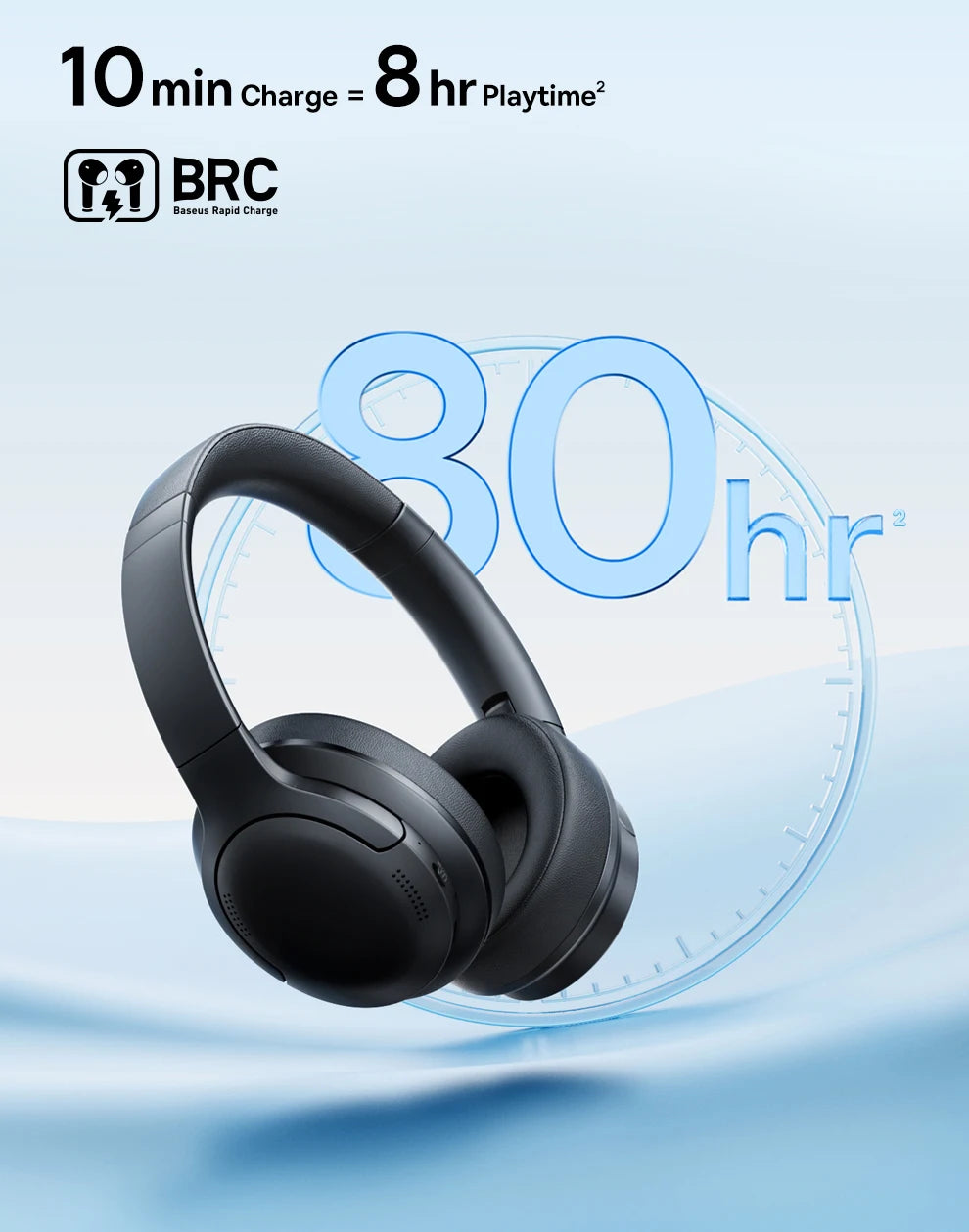 Baseus BH1 Lite Kabellose Kopfhörer Bluetooth 6.0 ENC Klare Anrufe Super Bass Hit Kopfhörer 80 Stunden Spielzeit Over-Ear Headset