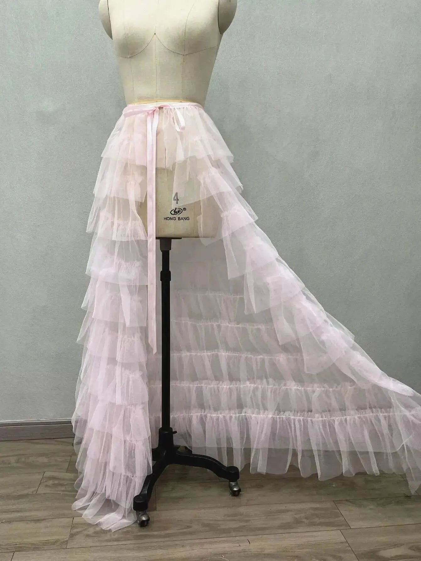 Weißer gerüschter Stufenrock aus Tüll zum Überziehen für Damen, transparenter Mesh-Sommer-Maxirock, niedriger langer Strandtüllrock, abnehmbarer Brautrock FR8E