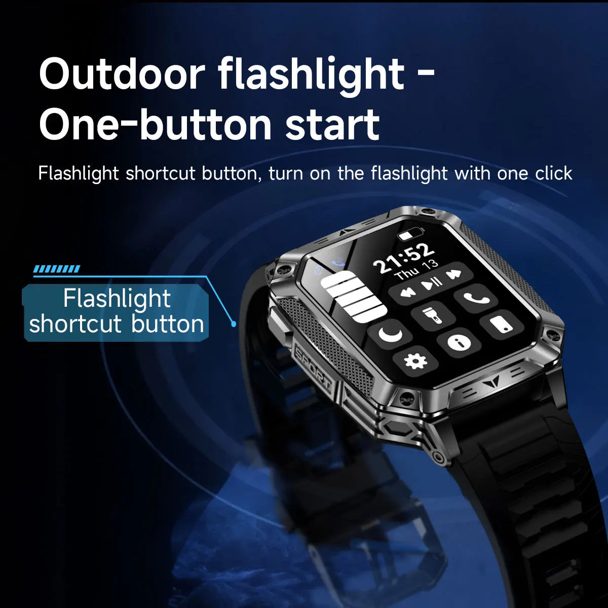 2026 TANK Neue 1400mAh Militär GPS Smartwatch Herren 2.01" AMOLED-Bildschirm 10ATM Wasserdichte Uhr SOS Anruf Taschenlampe Smartwatch iOS