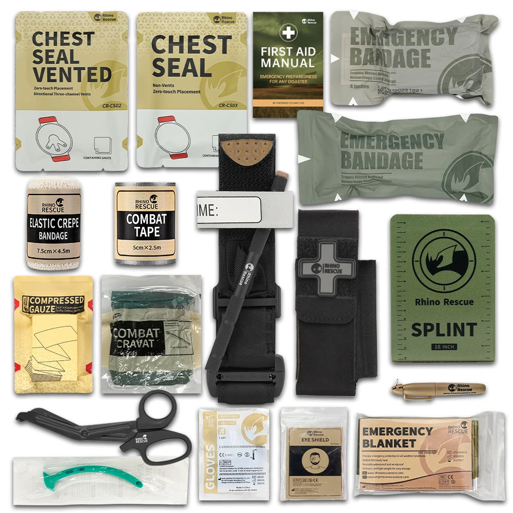 Rhino Rescue Trauma Kit, Combat Survival Gear Medical Kit, taktisch für Notfall-Erste Hilfe, IFAK Nachfüllpackungen
