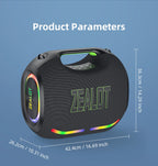 ZEALOT ZE21 250W kabelloser Lautsprecher, tragbar für Outdoor, 48000mAh lange Akkulaufzeit, mit RGB-Farblichtern, bis zu 18 Stunden Wiedergabezeit.