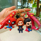 Marvel cartoon Avengers cute silicone doll keychain Spiderman Iron Man Captain America Hulk Thor Batman school bag pendant