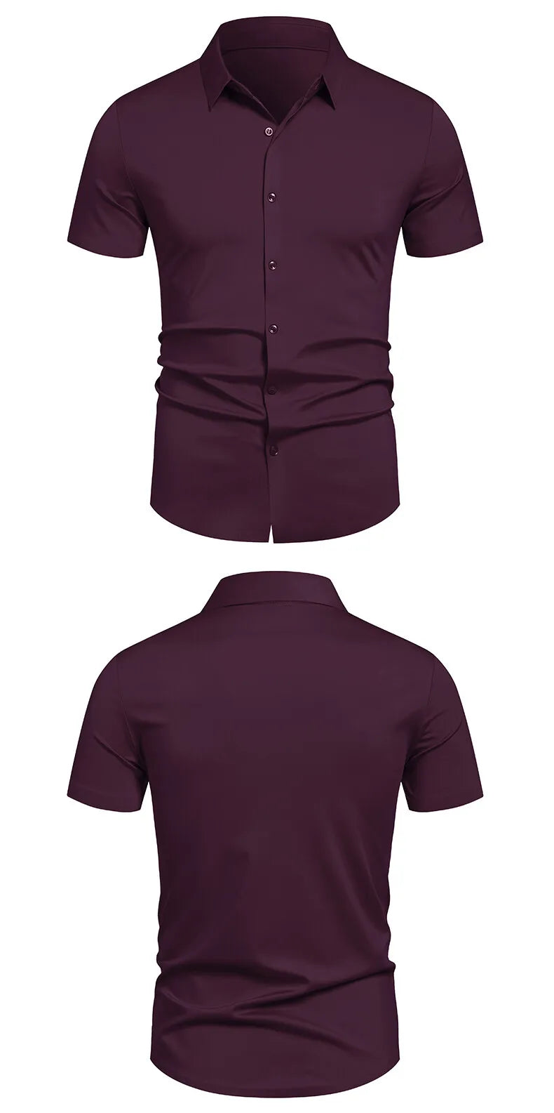 Herren Stretch Hemd Bügelfreie Hemden Regular Fit Kurzarm Stretch Business Casual Button-Down Hemden