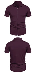 Herren Stretch Hemd Bügelfreie Hemden Regular Fit Kurzarm Stretch Business Casual Button-Down Hemden