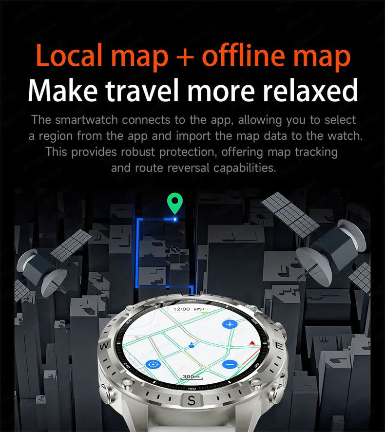 2026New Military T-Rex3 GPS Map Navigation Smart Watch 2GB RAM 1.43-inch AMOLED Screen 30M Waterproof Call Sports Smartwatch Men
