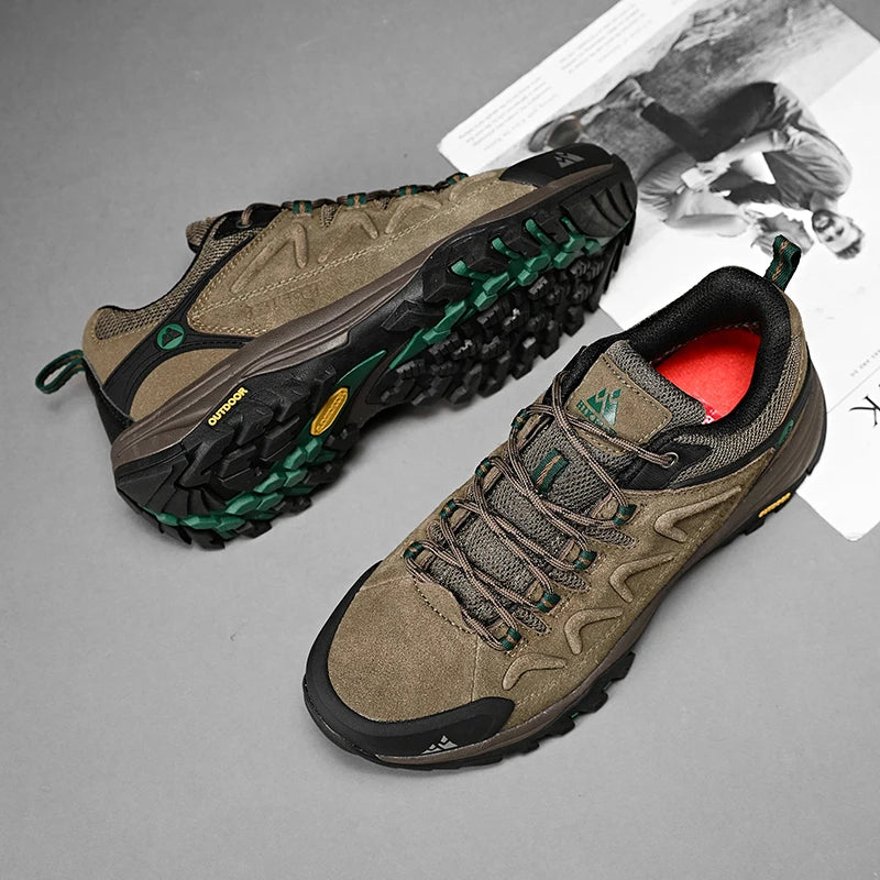 HIKEUP Leder Herrenschuhe für Herren Freizeitschuhe Mode Wasserdicht Winter Luxus Designer Marke Arbeitsstiefel Herren Rutschfeste Sneaker