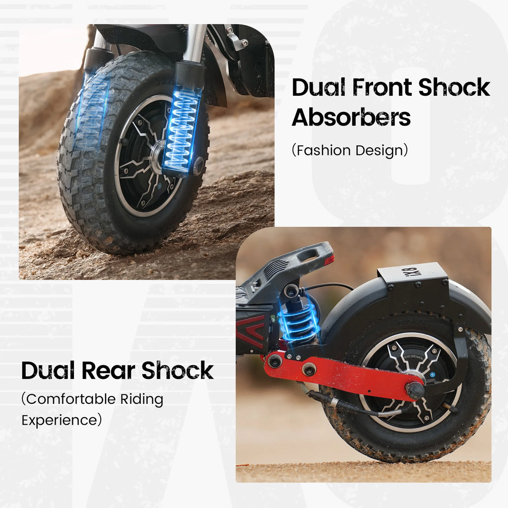 iScooter iX8 Erwachsenen Elektroroller 2400W Motor 48V20Ah Akku 12 Zoll Offroad-Luftreifen Faltbarer E-Scooter