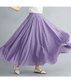 Neue 2020 Damen Leinen Baumwolle Lange Röcke Elastische Taille Plissierte Maxi Röcke Strand Boho Vintage Sommer Röcke Faldas Saia