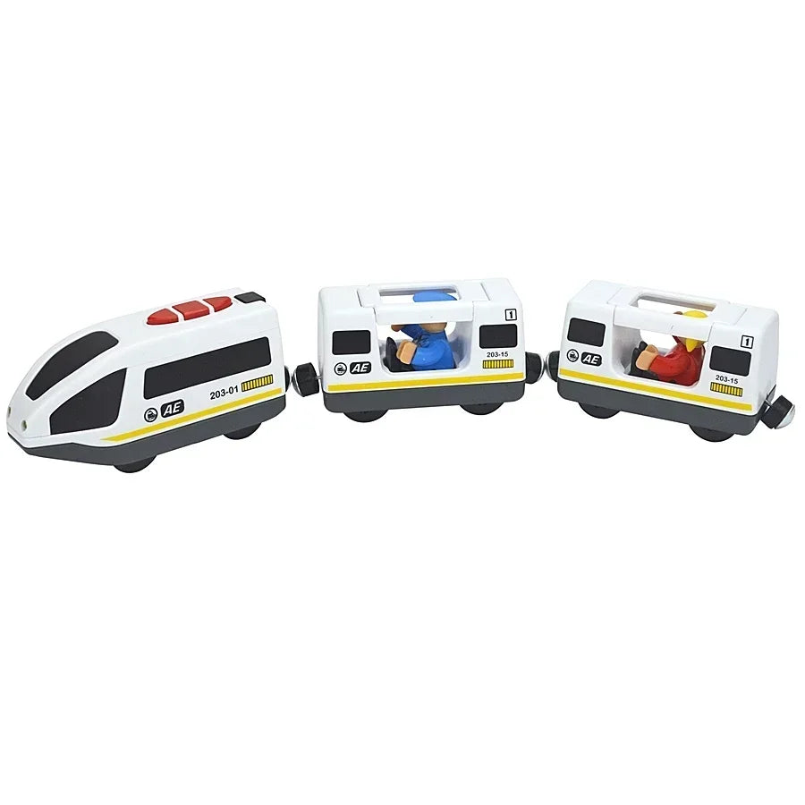 Holzzugspielzeug Zugstrecke Magnetischer Satz Elektrische Lokomotive Druckguss-Modellauto Passt auf alle Holzmarken Schienen für Kinder