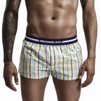 SEOBEAN Klassische Herren Boxershorts kariert 100% Baumwolle Unterwäsche Boxershorts U-konvexer Beutel Pfeil Panties Shorts Herren Schlafunterteile