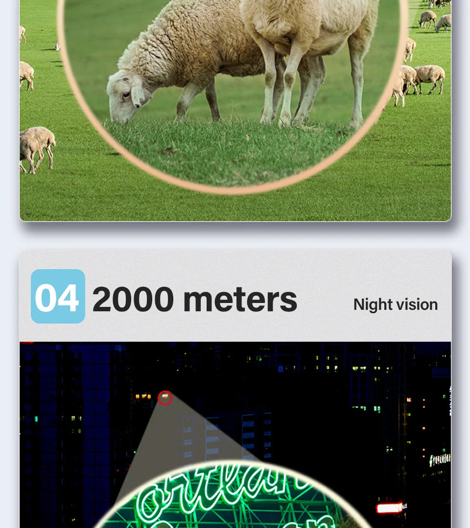 80x100 HD ZOOM Leistungsstarkes monokulares Teleskop Tragbares Fernglas Langstrecken-Teleskop Jagd Camping mit Stativ und Telefonclip