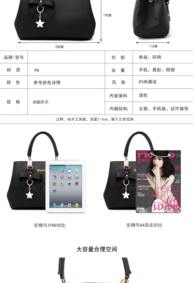 Neue koreanische Version trendige Herbst- und Winter-Schleifen-Damenhandtasche tragbare Umhängetasche Killer Bag Muttertasche großes Fassungsvermögen