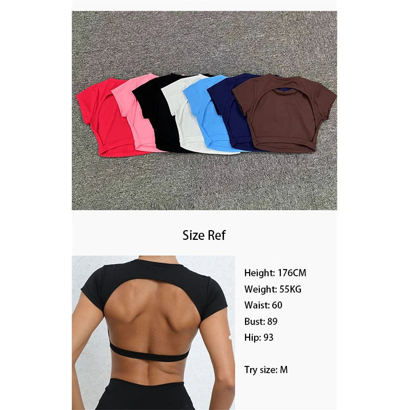 Hearuisavy Sommer Personalisierbare Sportshirts Workout Sportbekleidung Rückenloses Yoga-Kleidungsstück Brustpolster Sport Crop Tops Gym Top Damen